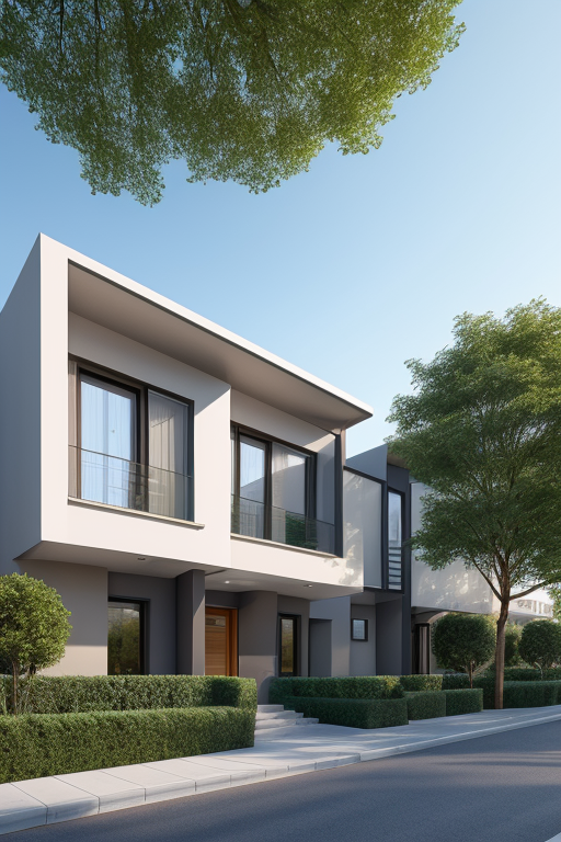 Townhouse, Modern Architecture, in the morning