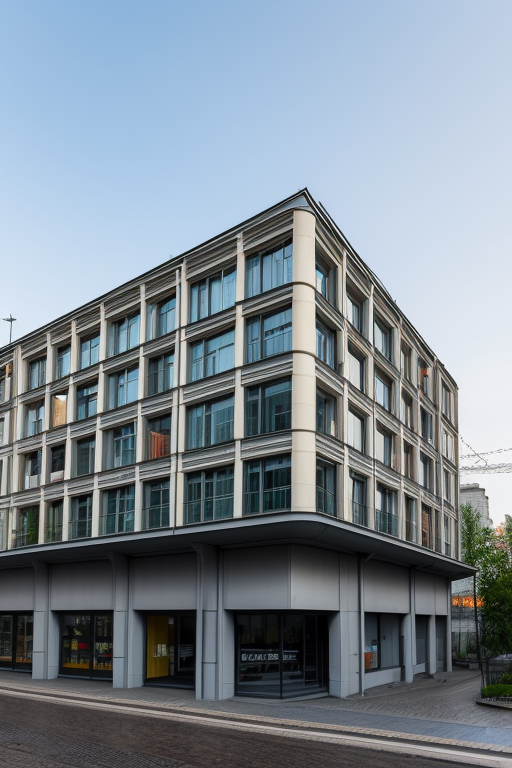 Building, designed by Le Corbusier, Art Nouveau Architecture, in the morning, in Moscow