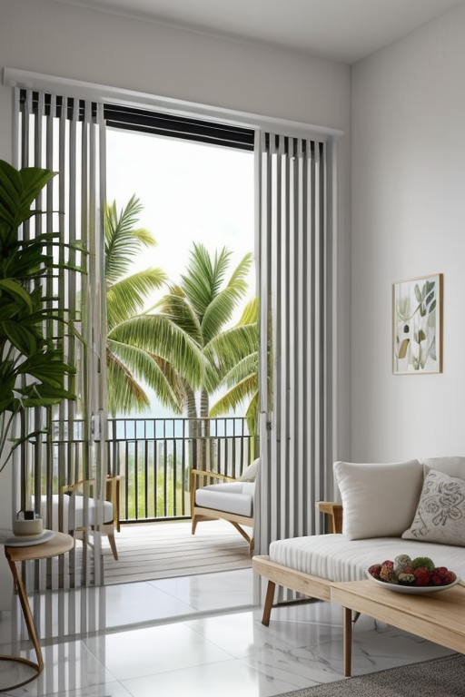 (in Miami:1.5), (miami interior design:1.4), contemporary design, clean room, miami vice, white marble floors, stainless steel, leather, big windows, ocean view, French design, rustic and elegant, soft and pastel colour palette, creams, distressed elegant furniture, floral patterns, natural materials, linen, lots of warm coloured wood, comfortable and charming ambiance, antique furnishing, Zen design, serene and tranquil, minimalistic and uncluttered, neutral colour palette, natural materials, bamboo and stone, low and comfortable seating, clean and straight lines, incorporation of natural elements, water and plants, a sense of balance and harmony, Living Room