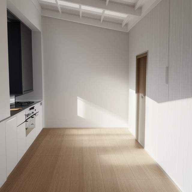 Kitchen room , Kitchen, Minimalist design, simple lines, limited furniture, open floor, natural light, uncluttered space