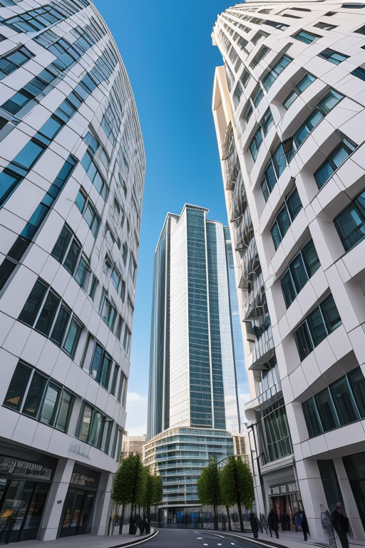 Mid Rise, designed by Santiago Calatrava, in the morning, in London, Modern Architecture