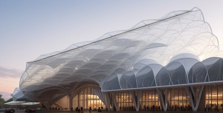 Parametric Architecture, designed by Norman Foster, in the morning, Airport