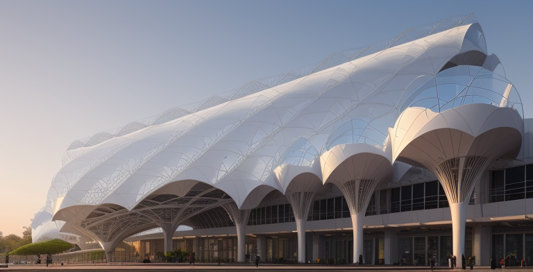 Parametric Architecture, designed by Norman Foster, in the morning, Airport