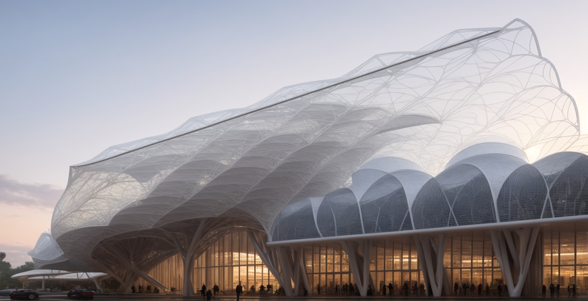 Parametric Architecture, designed by Norman Foster, in the morning, Airport