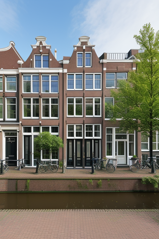 30x50feet south facing plot, Townhouse, designed by Richard Rogers, De Stijl architecture, in the morning, in Amsterdam