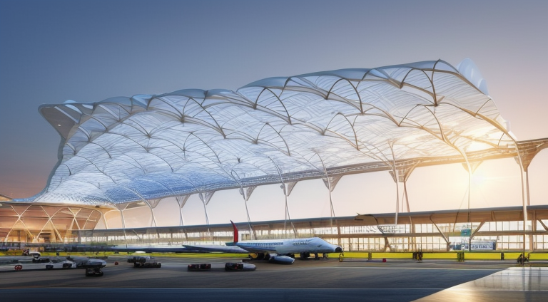 Airport Parametric Architecture, in the morning, designed by Norman Foster