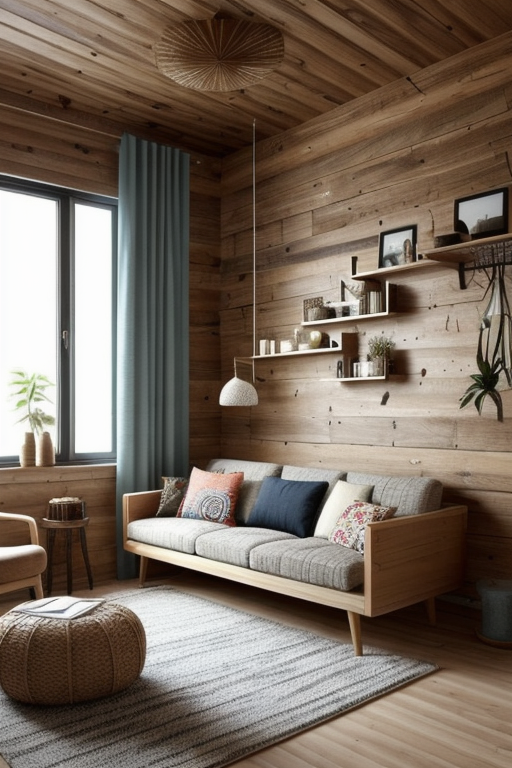Living Room, Bohemian design, electric and free-spirited, mix of patterns and colours, relaxed look, natural materials, vintage and human made elements