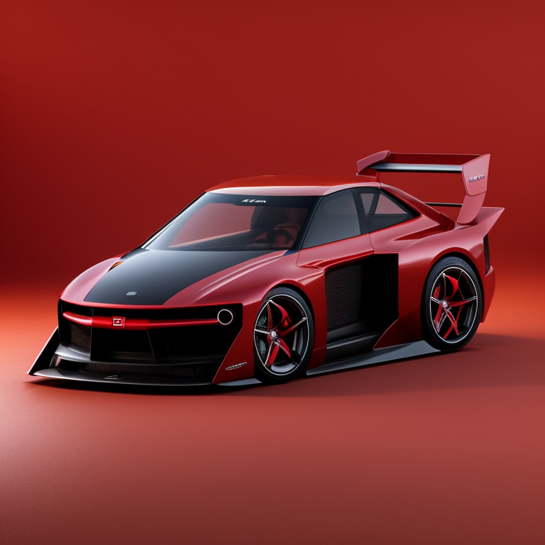 Realistic metal car, red color, 4k quality