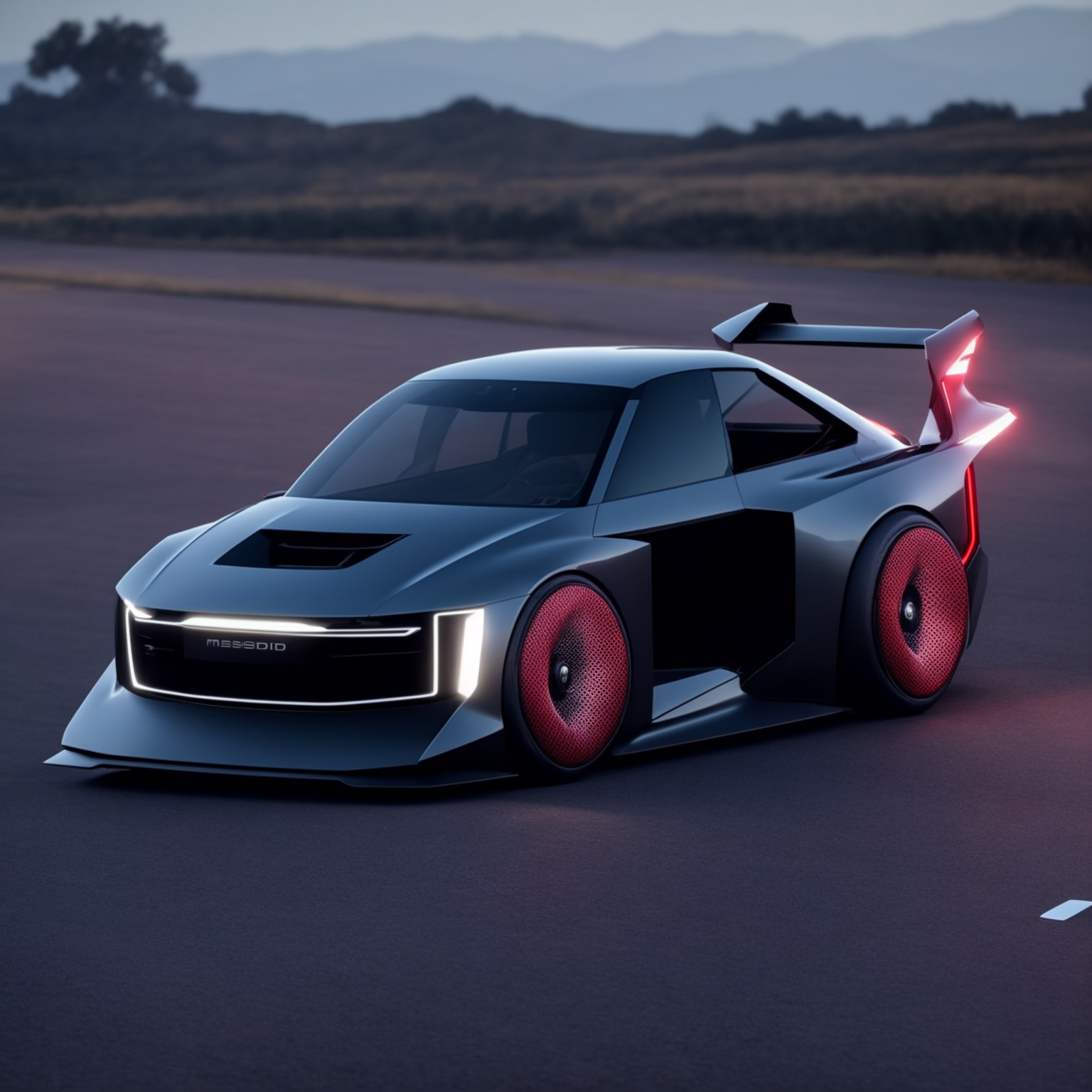 Realistic metal car, red color, 4k quality