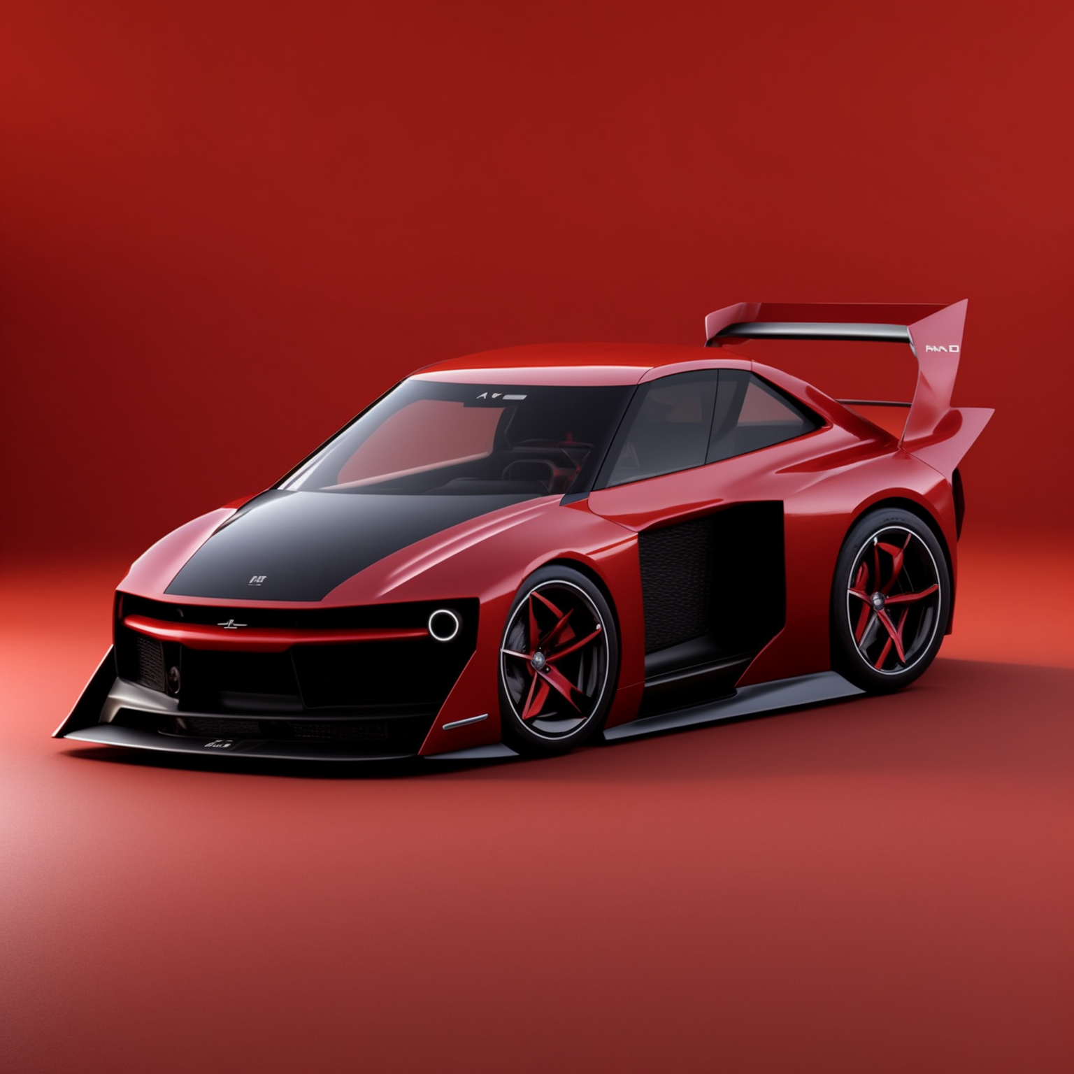 Realistic metal car, red color, 4k quality
