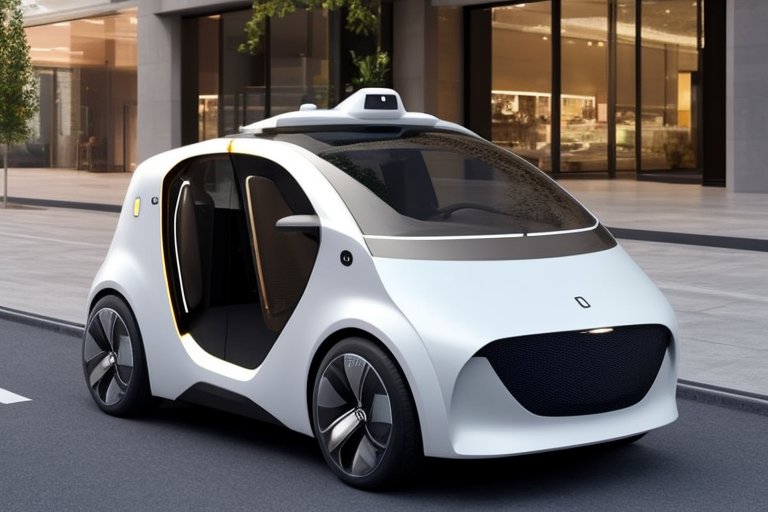 urban electric driverless taxi in futuristic city, Car, Gray