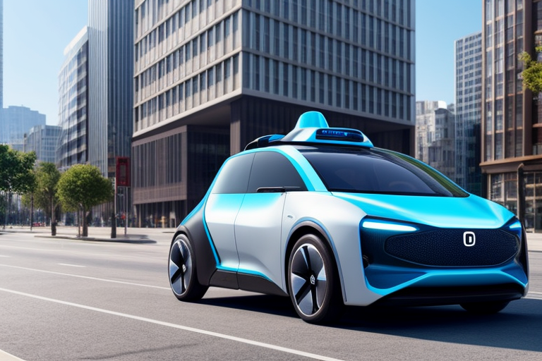 urban electric driverless taxi in futuristic city, Car, Gray