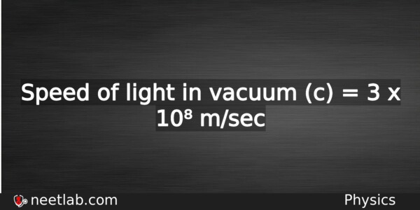 The Speed Of Light In Vacuum Conversion Chart