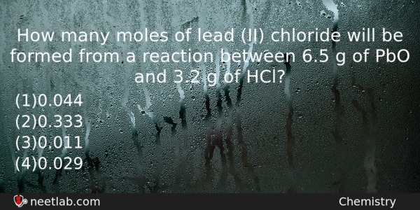 How many moles of lead (II) chloride will be formed from a