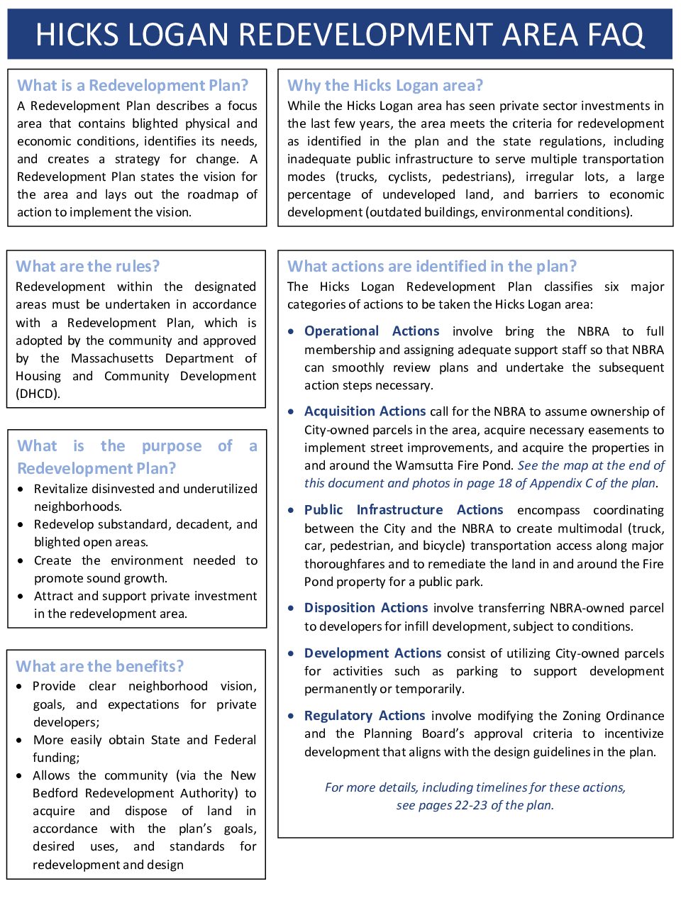 FAQ Hicks Logan Redevelopment Area Plan New Bedford Redevelopment