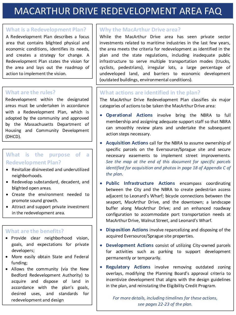 FAQ MacArthur Drive Redevelopment Area New Bedford Redevelopment