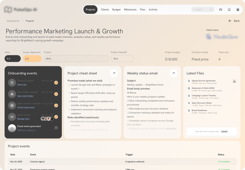 AI automation for client onboarding and status updates 