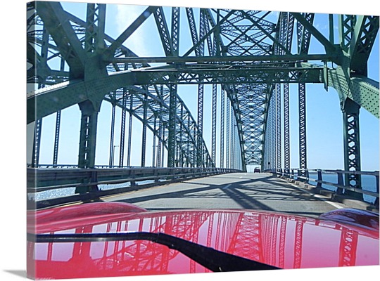 Car Driving Over Bridge on Canvas from Photo
