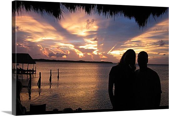 Photo on Canvas of Couple at Sunset