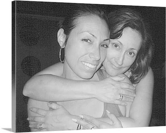 Pop Art of Black and White Hugging Friends