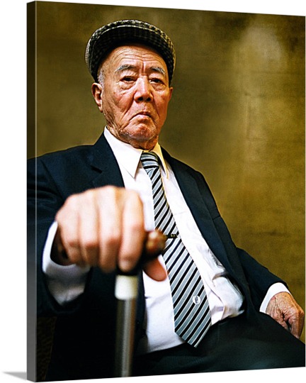 Man with a Cane Printed on Canvas