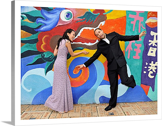 Canvas Pop Art Couple and Chinese Dragon