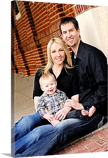 Family Sitting on Sidewalk Printed on Canvas