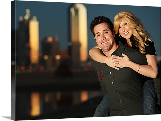 Canvas Print of Engaged Couple