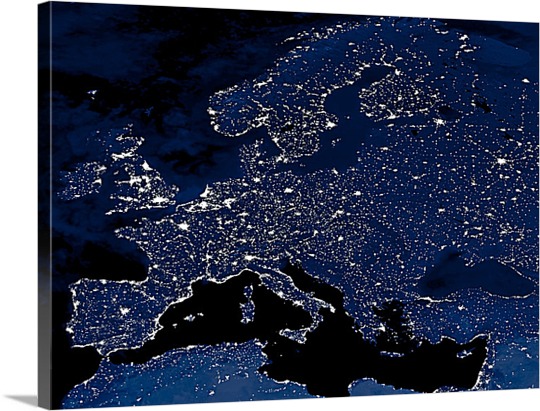 European Map on Canvas from Print