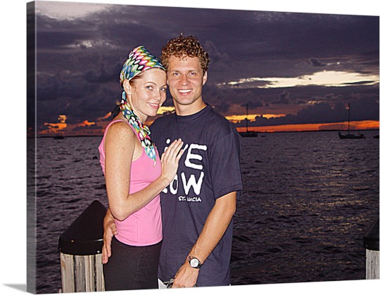 Sunset photo of couple on canvas