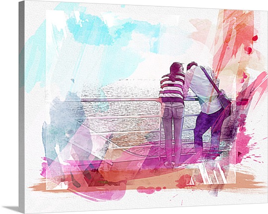 Pop Art of Couple on the Boardwalk