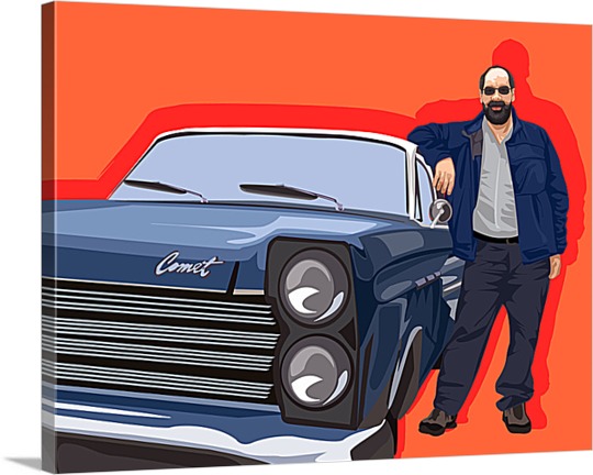 Pop Art Canvas of Man with New Car