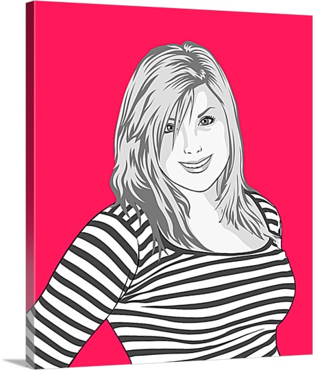 Pop Art Canvas of Woman in Stripped Shirt