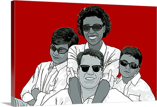 Family in Sunglassses on Pop Art from Picture