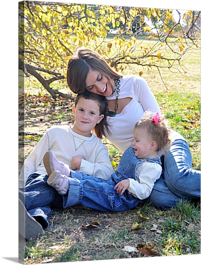 Print of Family Outdoors Together on Canvas
