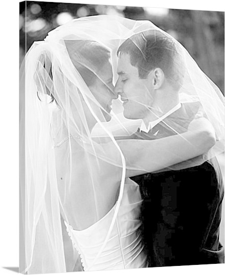 Veiled Wedding Photo to Canvas