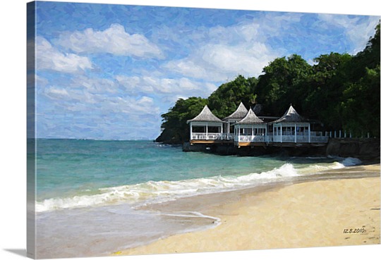 Canvas of Beachside Home on Pop Art