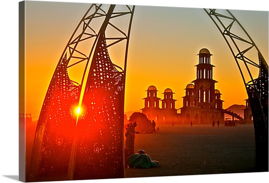 Canvas Print of Buildings at Sunset