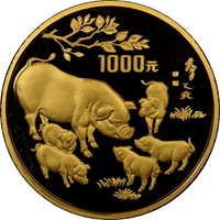 1995 12oz  G1000Y Gold Lunar Coin Obv