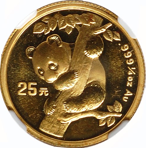 1996 25 Yuan MS Gold Panda Small Date Value | NGC