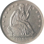 Graded SS Republic Coin - 1853 Arrows & Rays Half Dollar