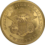 Graded SS Republic Coin - 1865 Coronet Double Eagle with Misplaced Date