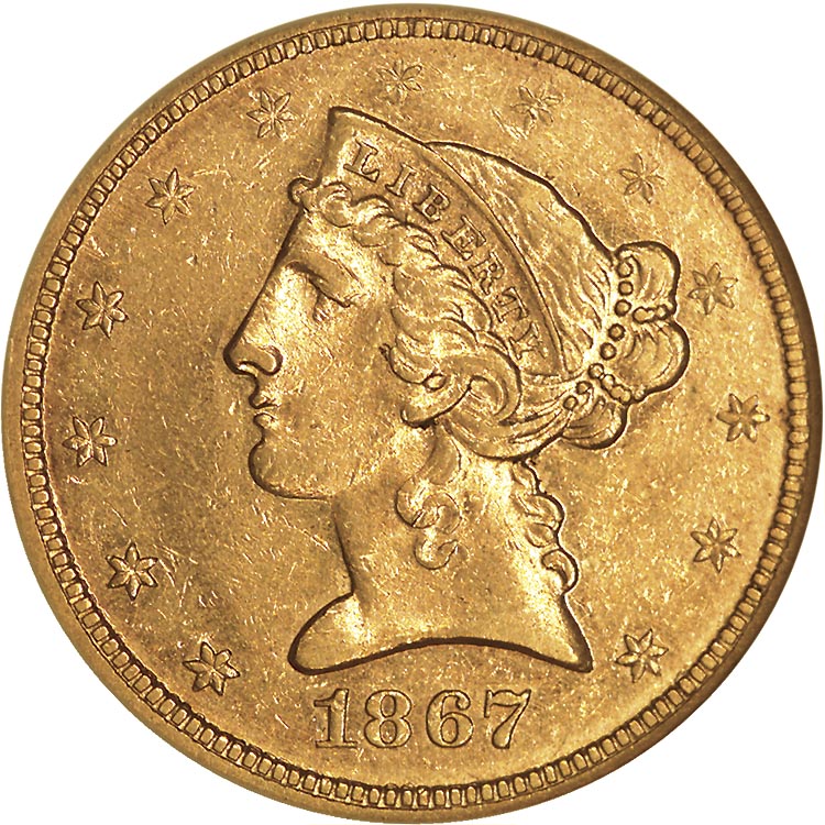 1867 $5 MS | Coin Explorer | NGC
