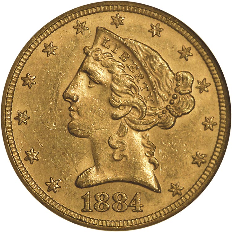 1884 $5 MS | Coin Explorer | NGC