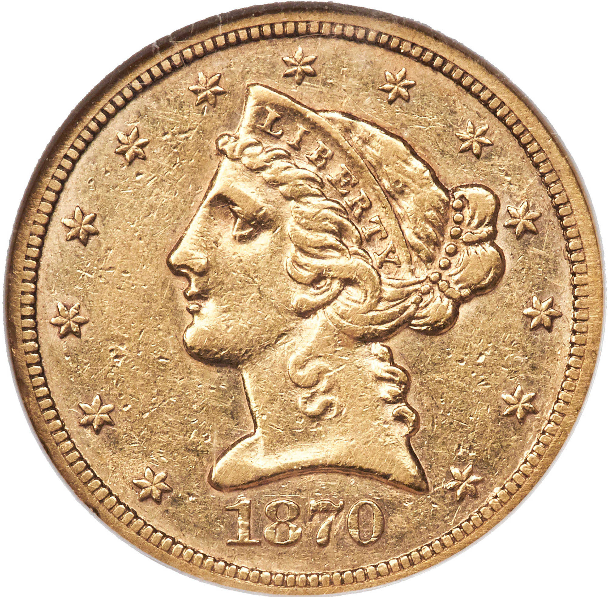 1870 S $5 MS | Coin Explorer | NGC