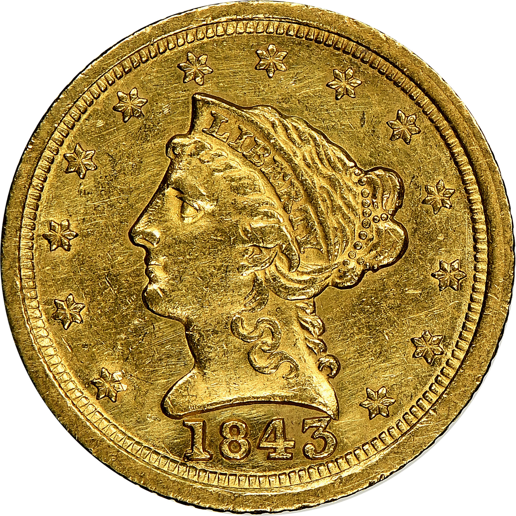 1843 C LARGE DATE $2.5 MS | Coin Explorer | NGC