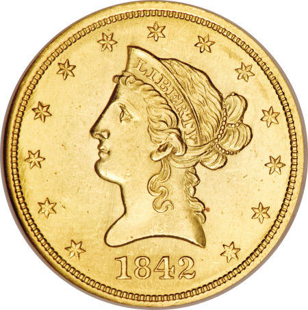 1842 $10 MS | Coin Explorer | NGC