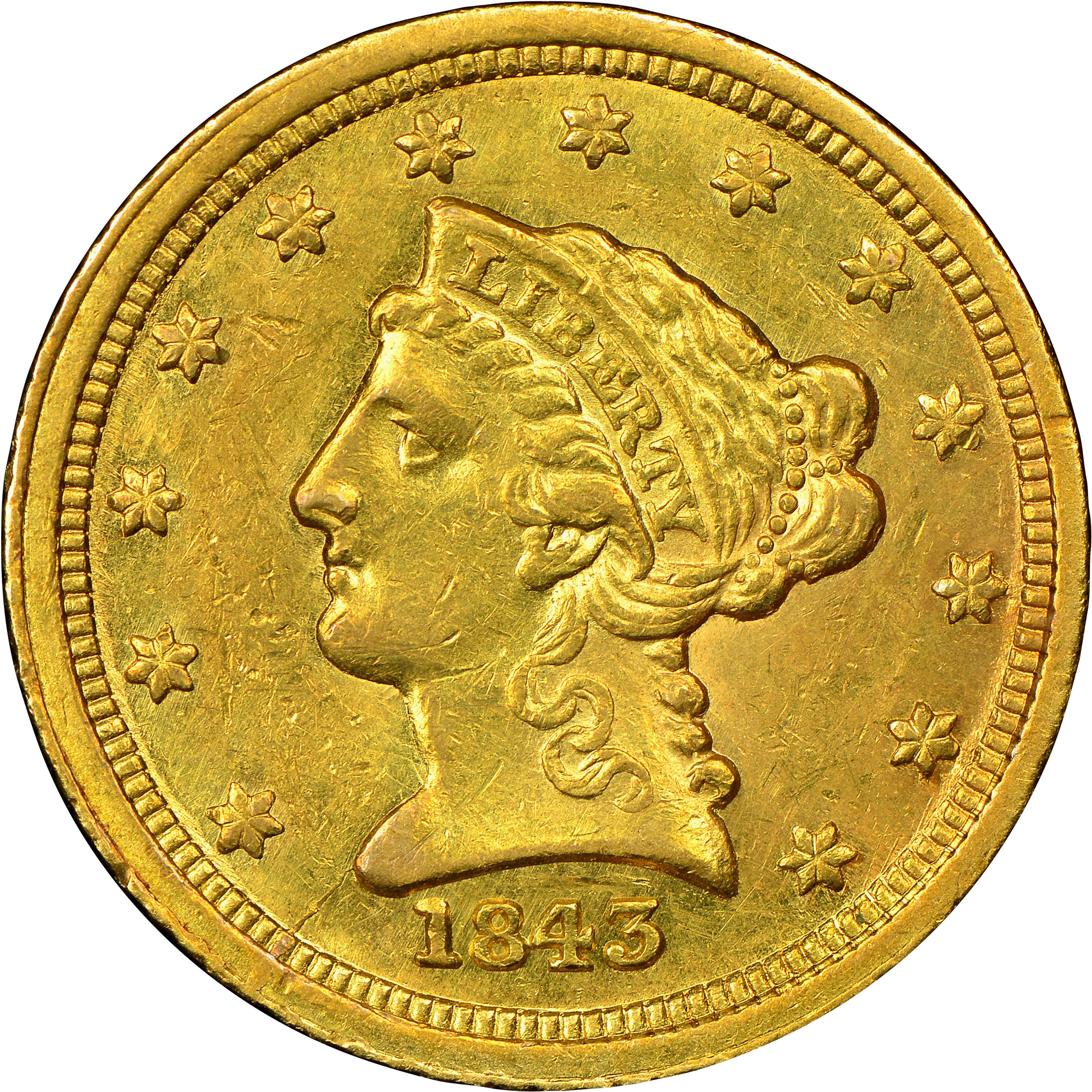 1843 C SMALL DATE $2.5 MS | Coin Explorer | NGC