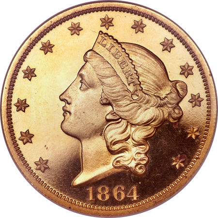 「秘跡」のガイドライン 1864 $20 PF | Coin Explorer | NGC