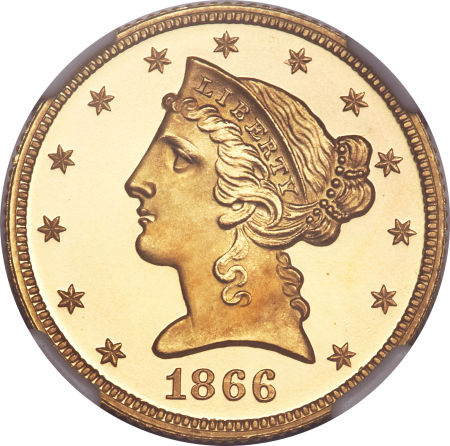 1866 MOTTO $5 PF | Coin Explorer | NGC